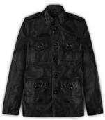 Men's  black  button four pocket style lambskin leather jacket jim morrison