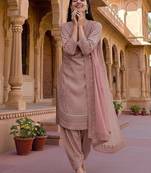 Pink crepe readymade suit with embroidery & sequence work