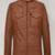 Stylish brown button zip lambskin leather biker jacket tomcruis look