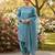 Blue crepe readymade suit with embroidery & sequence work
