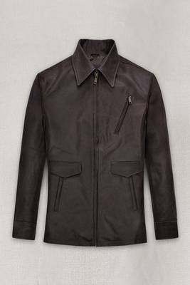 men's dark brown lambskin leather jacket classic zip up style stylish 3