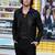 Stylish black lambskin leather biker jacket  slim fit moto style aaron taylor johnson look