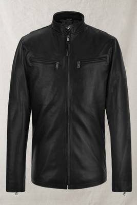 men's black lambskin leather biker jacket classic moto zip style stylish deluxe 1
