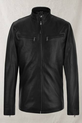men's black lambskin leather biker jacket classic moto zip style stylish deluxe