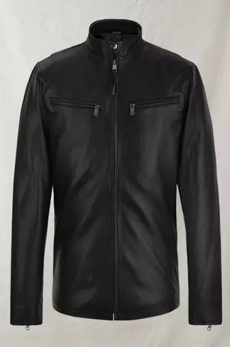 men's black lambskin leather biker jacket classic moto zip style stylish deluxe