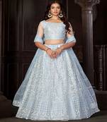 Embroidered Thread Work Net Semi Stitched Lehenga & Blouse With Dupatta