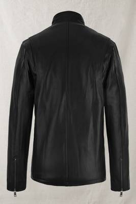 men's black lambskin leather biker jacket classic moto zip style stylish deluxe 4