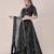 Black & Silver Toned Embroidered Thread Work Semi Stitched Lehenga & Unstitched Blouse With