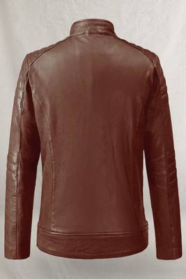 men's brown lambskin leather biker jacket premium quilted design modern 2