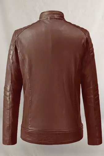 men's brown lambskin leather biker jacket premium quilted design modern