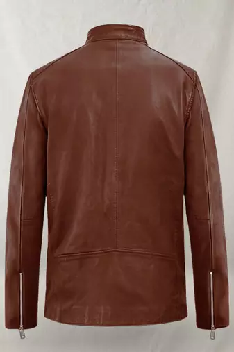 Stylish moto spanish brown lambskin leather jacket slim fit moto style jacket
