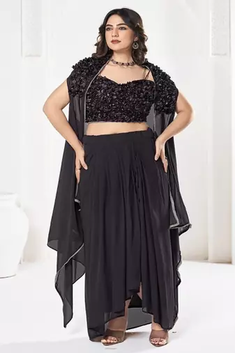 Embroidered Semi Stitched Lehenga & Unstitched Blouse With Dupatta