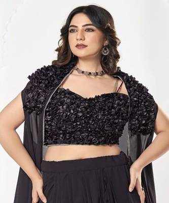 Embroidered Semi Stitched Lehenga & Unstitched Blouse With Dupatta 2