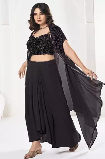 Embroidered Semi Stitched Lehenga & Unstitched Blouse With Dupatta