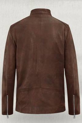 men's brown lambskin leather biker jacket classic zip up style premium 3