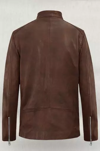 men's brown lambskin leather biker jacket classic zip up style premium