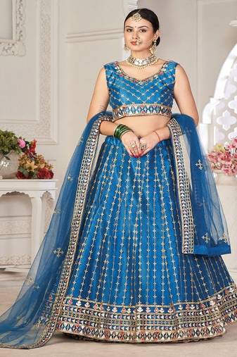 Embroidered Thread Work Semi Stitched Lehenga & Unstitched Blouse With Dupatta