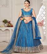 Embroidered Thread Work Semi Stitched Lehenga & Unstitched Blouse With Dupatta