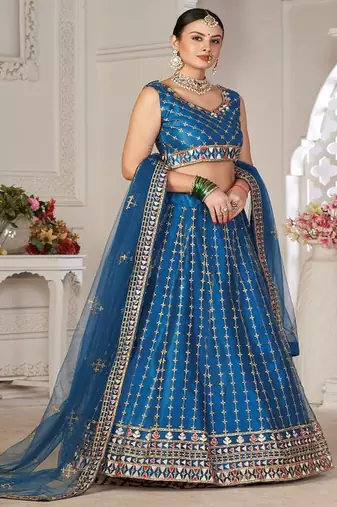 Embroidered Thread Work Semi Stitched Lehenga & Unstitched Blouse With Dupatta