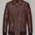 Stylish men's ribbed cuffs pure lambskin brown leather bomber jacket