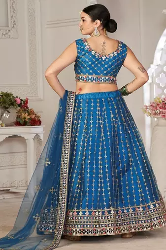 Embroidered Thread Work Semi Stitched Lehenga & Unstitched Blouse With Dupatta