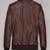 Stylish men's ribbed cuffs pure lambskin brown leather bomber jacket