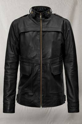 men's black lambskin leather biker jacket classic zip up style refined 1