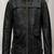 Straight zip black pockets lambskin jacket slim fit moto band collar style