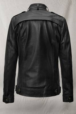 men's black lambskin leather biker jacket classic zip up style refined 2