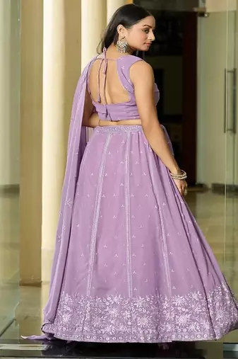 Embroidered Thread Work Semi Stitched Lehenga & Unstitched Blouse With Dupatta