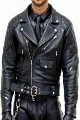men's black premium lambskin leather jacket asymmetrical zip closure exclusive 2