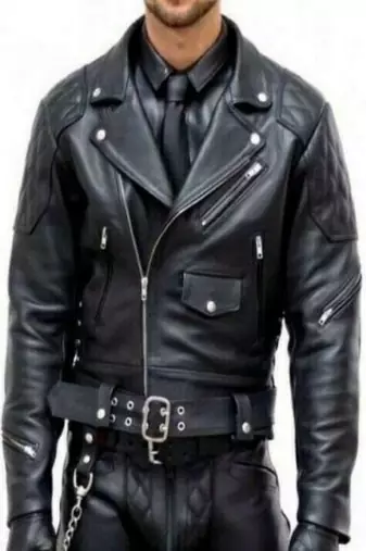 men's black premium lambskin leather jacket asymmetrical zip closure exclusive