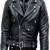 Men's asymmetrical zip lambskin black leather jacket wide lapel collar jacket