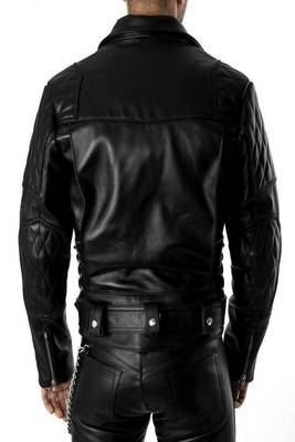 men's black premium lambskin leather jacket asymmetrical zip closure exclusive 3