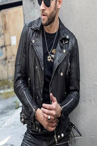 men's black premium lambskin leather jacket premium quilted design superior