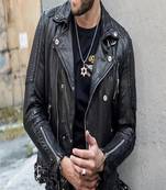 men's black premium lambskin leather jacket premium quilted design superior