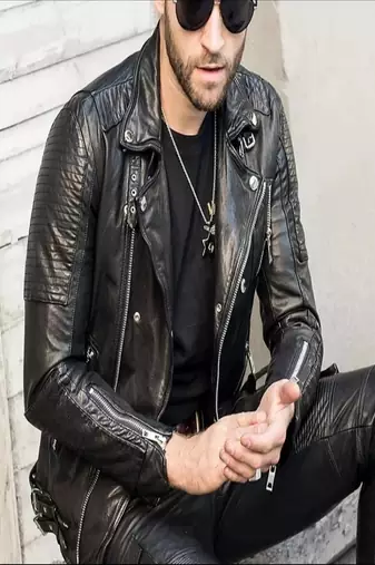 men's black premium lambskin leather jacket premium quilted design superior