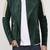 Men's deep green suede pure lambskin leather jacket white padded shoulder chris evans style
