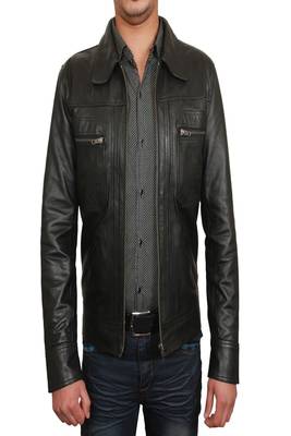 men's black lambskin leather biker jacket classic moto zip style stylish select 1