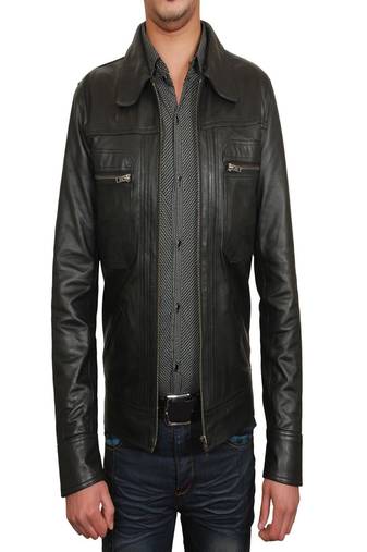 men's black lambskin leather biker jacket classic moto zip style stylish select