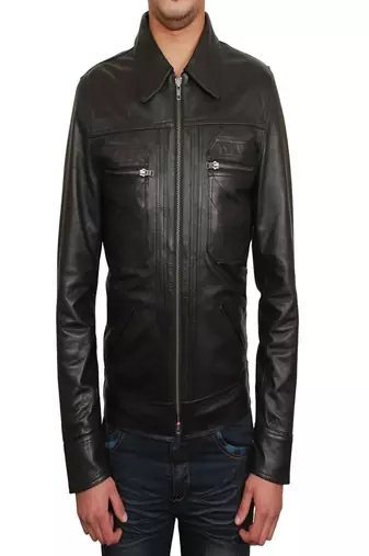 men's black lambskin leather biker jacket classic moto zip style stylish select