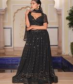 Embroidered Semi Stitched Lehenga & Unstitched Blouse With Dupatta