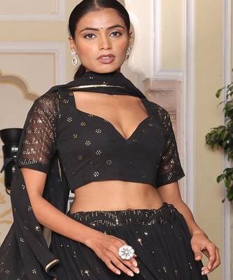 Embroidered Semi Stitched Lehenga & Unstitched Blouse With Dupatta 2