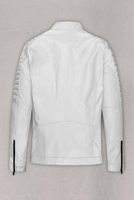 men's white premium lambskin leather jacket quilted shoulder detailing 2