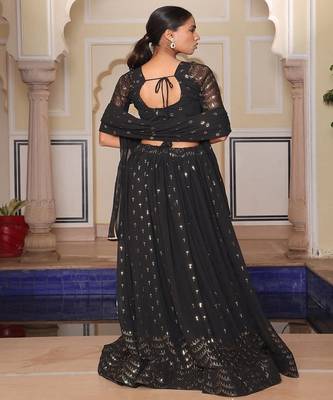 Embroidered Semi Stitched Lehenga & Unstitched Blouse With Dupatta 4