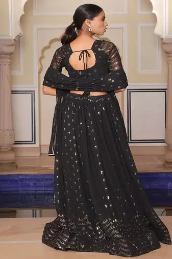 Embroidered Semi Stitched Lehenga & Unstitched Blouse With Dupatta