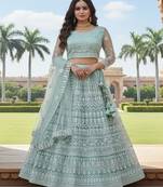 Embellished Semi Stitched Lehenga & Unstitched Blouse With Dupatta