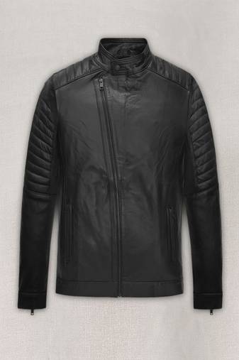men's black lambskin leather biker jacket premium quilted design select