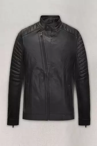 Classic black leather jacket pure lambskin motorcycle biker quilted jacket