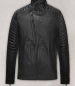 Classic black leather jacket pure lambskin motorcycle biker quilted jacket